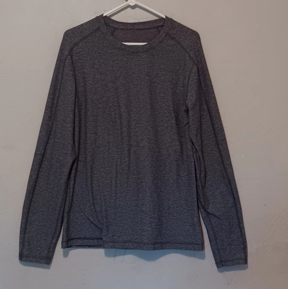Lululemon Men Long Sleeve Crewneck Shirt Heather‎ Gray SzL Performance